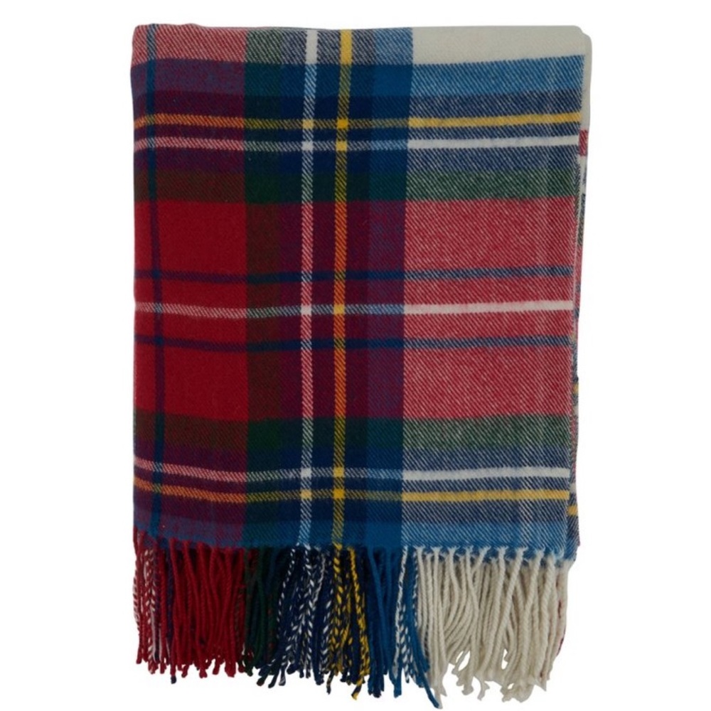 SARO LIFESTYLE NWT plaid design tartan throw blanket -multi